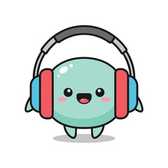 Happy Cartoon Character Listening to Music with Headphones
