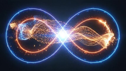 Abstract infinity symbol with glowing particles, representing endless possibilities and eternal connections. - Powered by Adobe