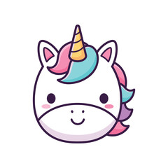 Adorable Cartoon Unicorn Head Illustration