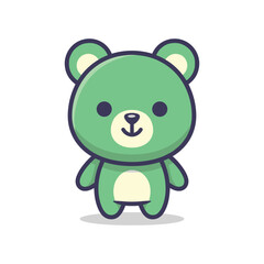 Adorable Green Cartoon Bear Vector Illustration