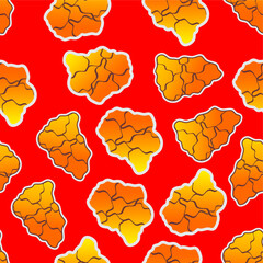 Fried chicken seamless pattern background. Fried chicken chest pattern. Cartoon fried chicken pattern background. Fast food pattern background.