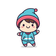 Adorable Cartoon Baby in Winter Clothes Illustration