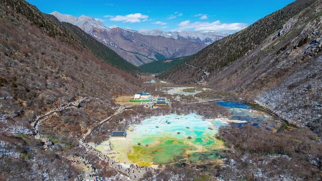 Beautiful Travertine Terraces at Huanglong Scenic and Historic Interest Area