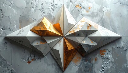 Geometric Starburst Design - A Stunning Abstract Composition with Metallic Accents.