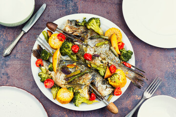 Baked Sea Bream on a Plate