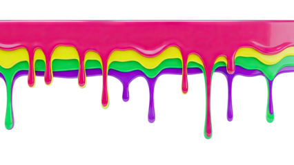 Multi-colored paint dripping over a white background