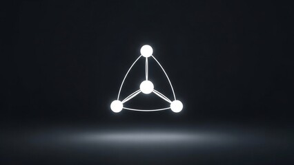Abstract geometric 3 d network with nodes connected by lines on dark background