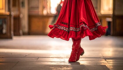 Flamenco Dancer in Red Dress - Captivating Movement and Graceful Performance.