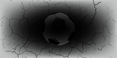 Soccer ball flew into the goal. Soccer ball bends the net, against the background of flashes of light. Soccer ball in goal net on blue background.