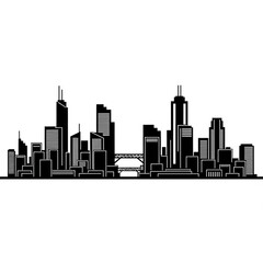 Fototapeta premium Modern city skyline with sleek skyscrapers and bridge