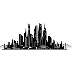 Fototapeta premium Modern city skyline with sleek skyscrapers and bridges