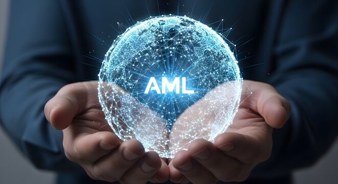 Anti money laundering concept with glowing globe