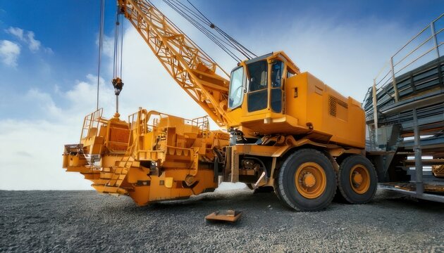 Heavy Duty Mobile Crane on Construction Site.
