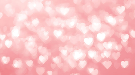 Fototapeta premium Abstract background of pink heart shaped bokeh lights creating a romantic and festive atmosphere