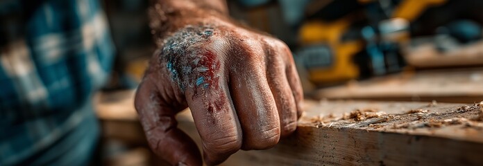 An accident at work in the carpentry workplace left the man with a hand injury.