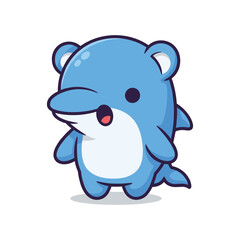Naklejka premium Cartoon Blue Dolphin Character Illustration