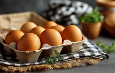 A plate of fresh, organic, free-range chicken eggs from the grocery shop for a healthy breakfast