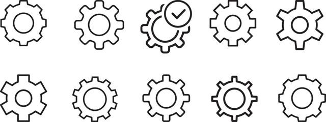 set of blue gears, cogs icon, mechanical design elements, abstract industrial pattern, blueprint style, engineering diagram, technical illustration, vector graphics