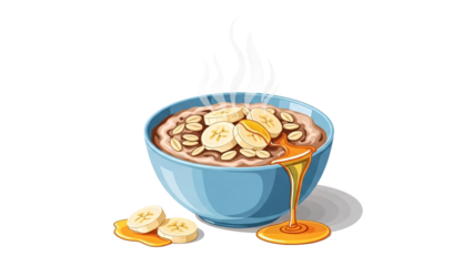 Bowl of Oatmeal with Sliced Banana.