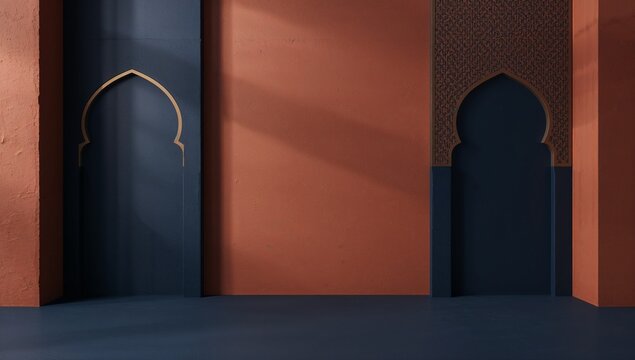 Terracotta And Indigo Eid Interior Background