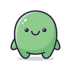 Adorable Green Cartoon Character Illustration