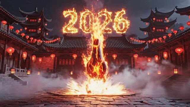 Dancing Horse in Flames 2026 Chinese New Year Celebration.