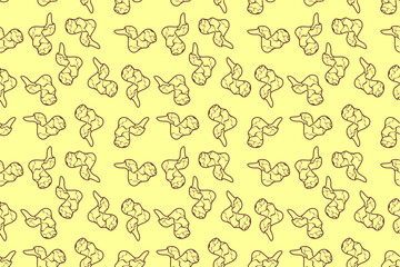 Doodle fried chicken seamless pattern background. Fried chicken wings doodle pattern. Doodle fried chicken wings pattern background. Fast food doodle pattern background.