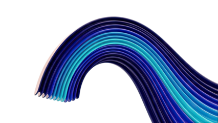 Abstract blue and teal wavy ribbons