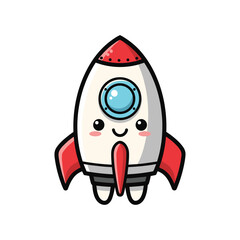 Cute Cartoon Rocket Ship Illustration