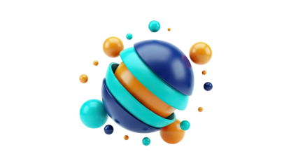 Abstract Sphere with Floating Orbs