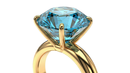 Close-up of a Solitaire Ring with a Blue Gemstone