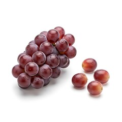 Fototapeta premium Fresh bunch of ripe red grapes with water droplets isolated on white background