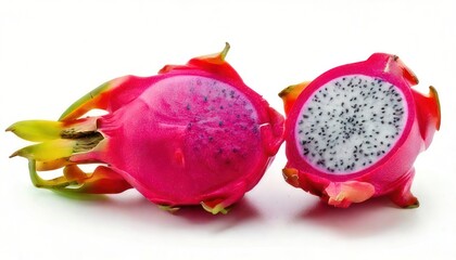 Fresh Dragon Fruit on White Background.