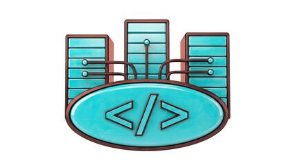 Server Racks and Code Symbol Icon