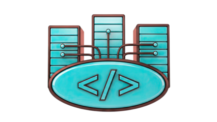 Server Racks and Code Symbol Icon