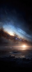 Obraz premium Cosmic Sunrise Over Alien Ocean.