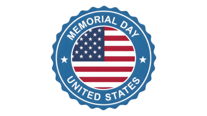 United States Memorial Day Badge with American Flag and Stars emblem