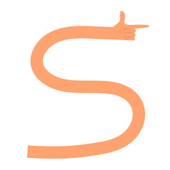 Flexible Cartoon Arm Forming S Letter with Pointing Gesture