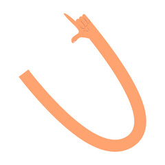 Long Flexible Arm Pointing Upwards Directional Cartoon Illustration