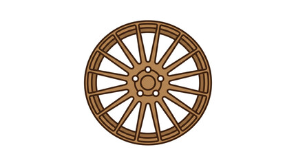 Isolated brown multispoke vehicle wheel rim vector illustration, dynamic design