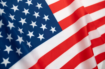 United states flag USA featuring red stripes, white stripes, blue canton, and white stars, a creating patriotic background
