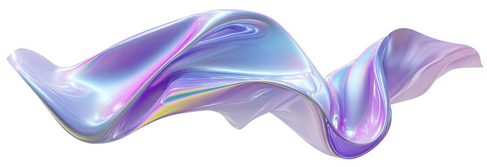 Iridescent, flowing ribbon with folds and pearlescent colors.