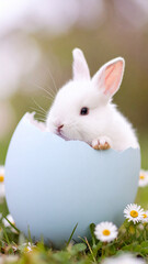 イースター用の卵に入る子兎と自然