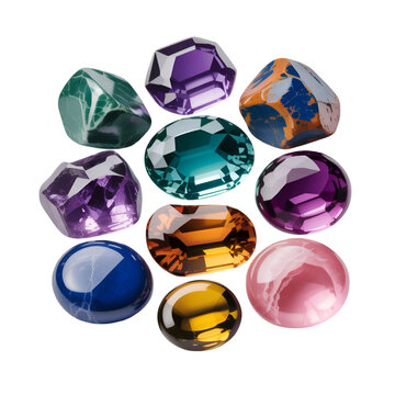 a collection of colorful gemstones on a black background