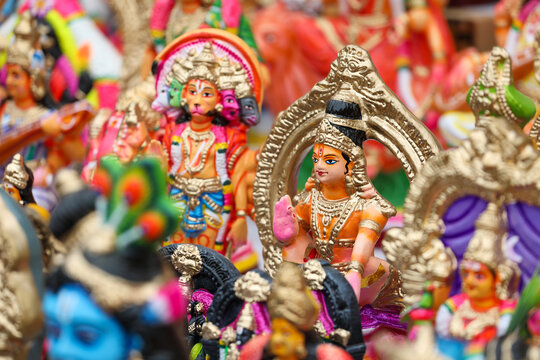 God Ayyappan idol displayed for sale in a shop for the golu festival