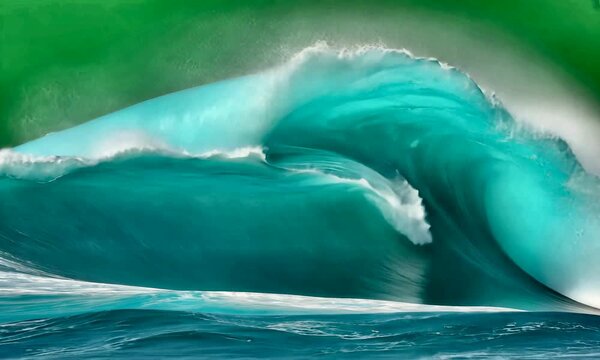 A happy bottlenose dolphin with a friendly smile swims in the deep blue water of the ocean, showing a close up of its fin and flipper as the marine mammal surfaces in its natural aquatic habitat