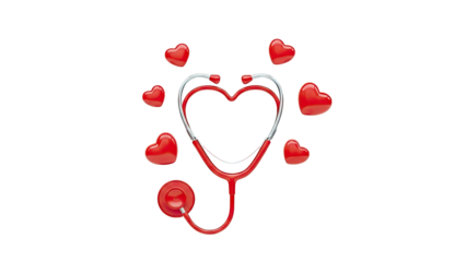 Heart-shaped stethoscope with red hearts