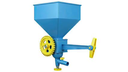 Blue and Yellow Grain Mill with Hand Crank