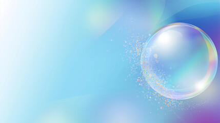 Iridescent bubble with shimmering colorful particles suitable for web design, backgrounds, children's books, and fantasy themed projects. Vibrant, magical, captivating.