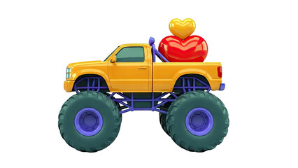 Orange Monster Truck with Hearts